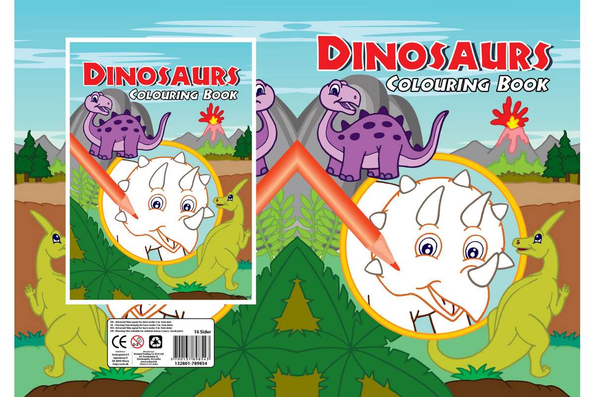 Malebog A4 Dinosaurs Colouring 16 sider